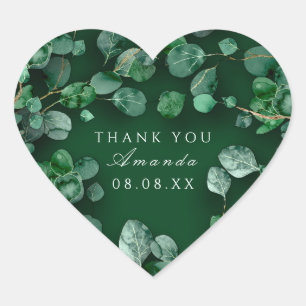 Sticker Cœur Merci Rustic Green Eucalyptus Woodland Favoriser C