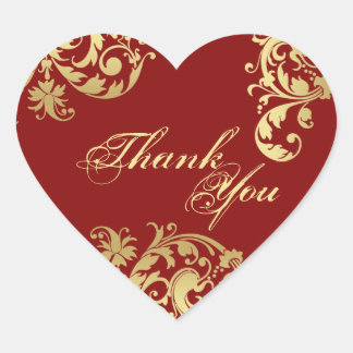 Sticker Cœur Merci Seal - Mariage Floral Rouge & Or