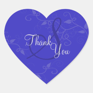 Sticker Cœur Merci Seal - Royal Blue Monogram Mariage