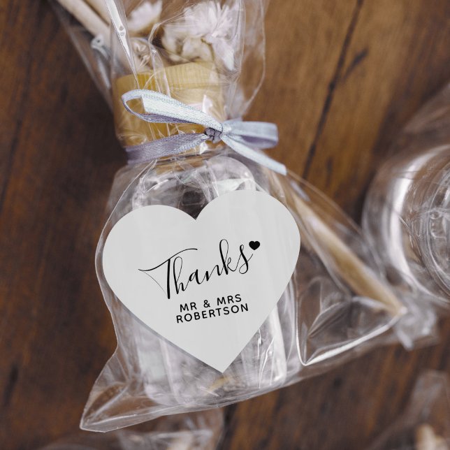 Sticker Cœur Merci simple script blanc cœur noir mariage (Créateur téléchargé)