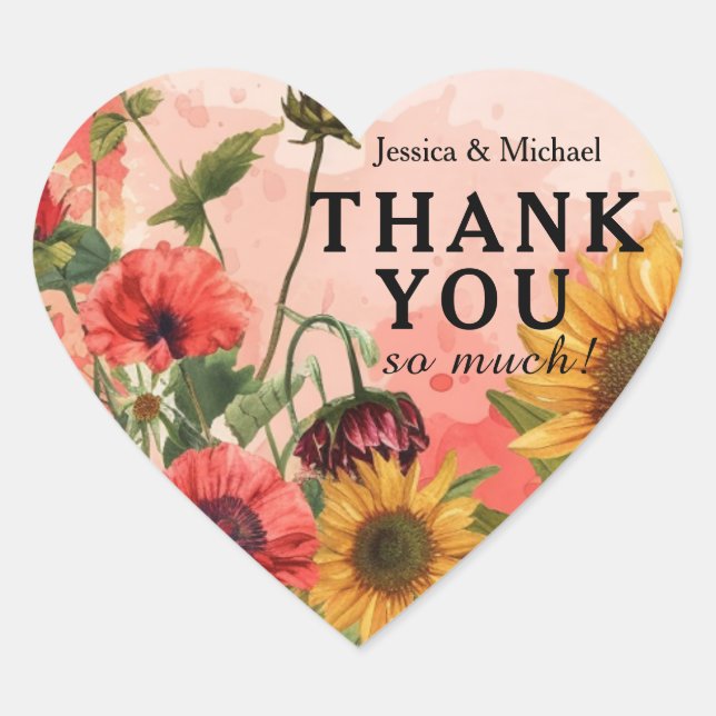 Sticker Cœur 🌻 Merci tant de pétales ensoleillés et fleurs d'a (Devant)