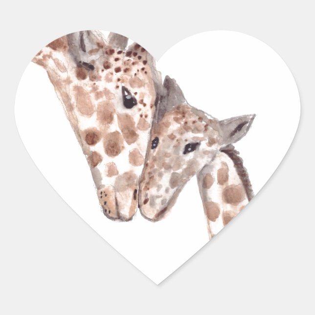 Sticker Cœur Mère girafe avec bébé (Devant)