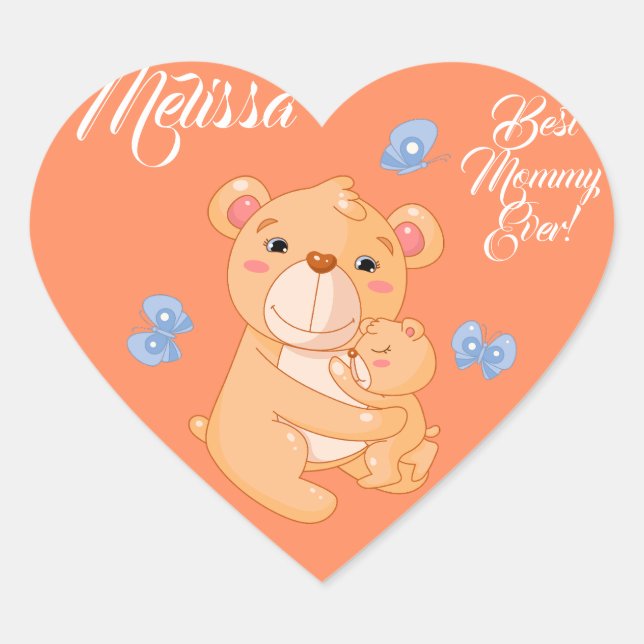 Sticker Cœur Mère's Day mignonne Bears. (Devant)