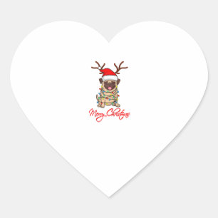 Sticker Cœur MERRY CHRISTMAS Propriétaire du CARLIN Vilain Noël