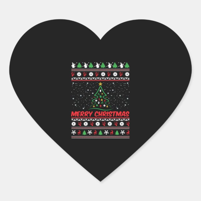 Sticker Cœur Merry Christmas Ugly Christmas Sweater (Devant)