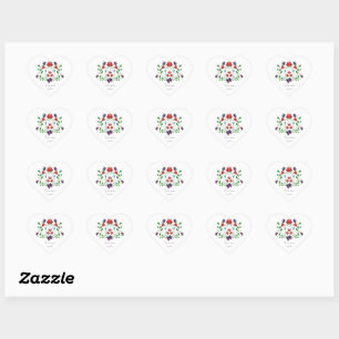 Sticker Cœur Message floral personnalisé d'amour