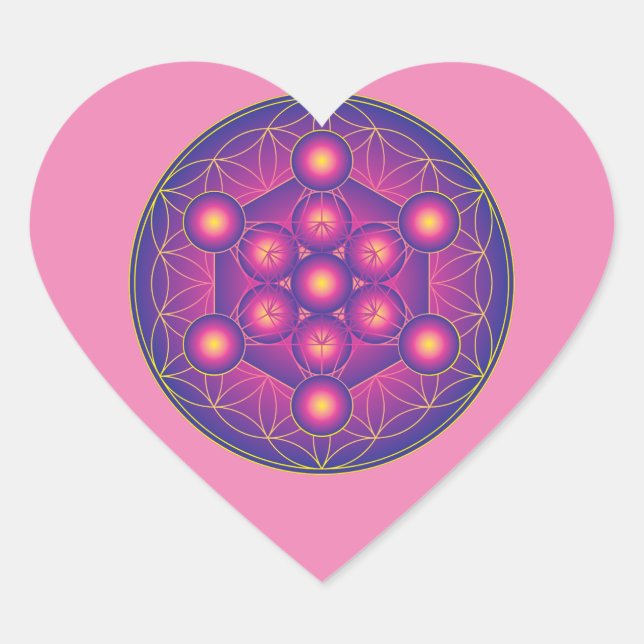 Sticker Cœur Métatron's Cube in Flower of life (Devant)