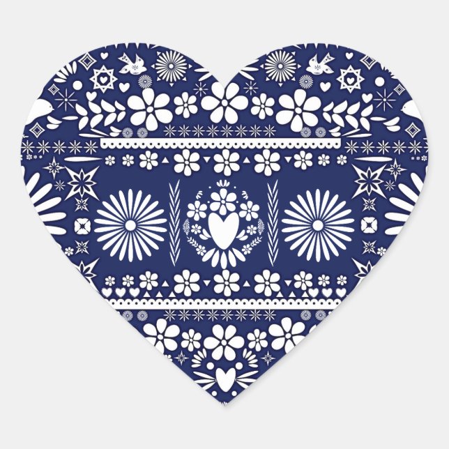 Sticker Cœur Mexique Picado Blue Livre blanc Mariage Mariage (Devant)