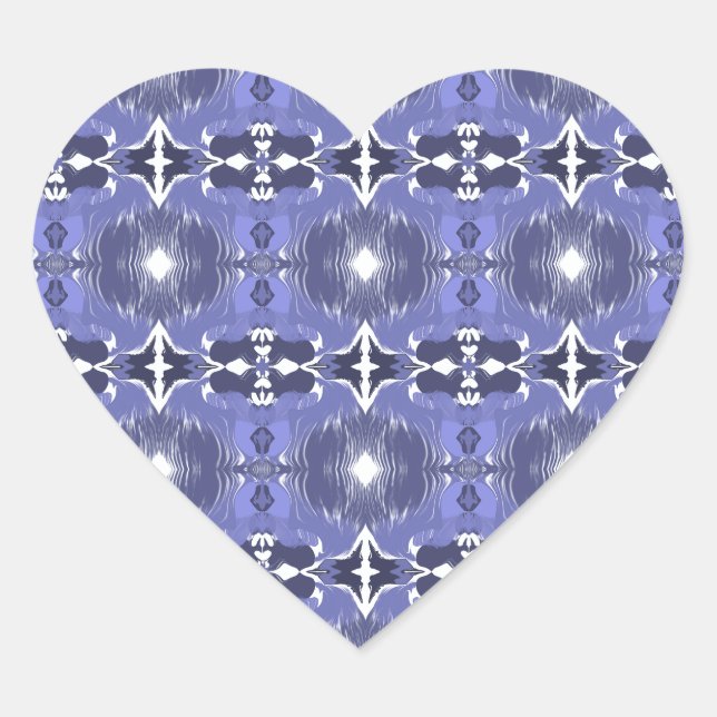 Sticker Cœur Midnight Indigo Kaleidoscope  (Devant)