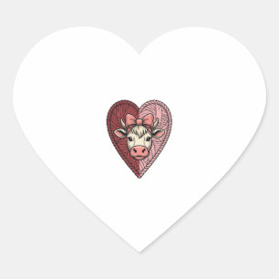Sticker Cœur Mignon cœur de vache en fil Design de gravure vint