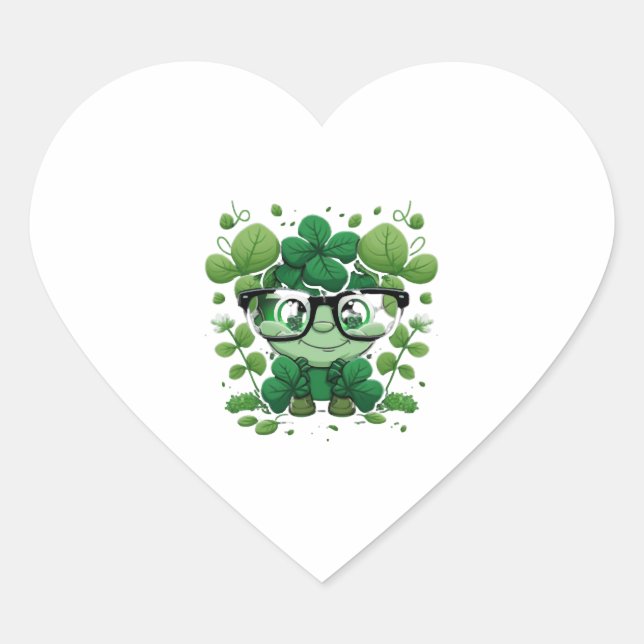 Sticker Cœur mignon Jour de la Saint Patrick mignon shamrock da (Devant)