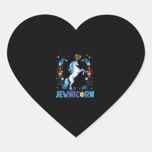 Sticker Cœur Mignon Menorah Licorne Juive Jewnicorn Chanukah Ha