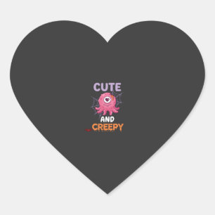 Sticker Cœur Mignon Monstre Rose Créatif Halloween Toile d'Arai