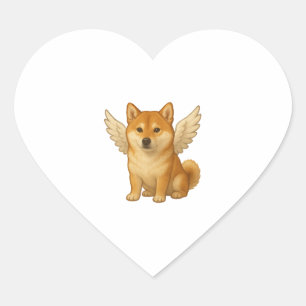 Sticker Cœur Mignon Shiba Inu angel dessin animé chien heureux