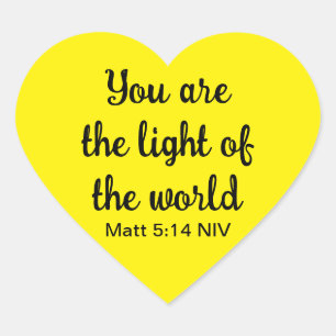Sticker Cœur Mignonne Bright Yellow Bible Verse Lumière du mond
