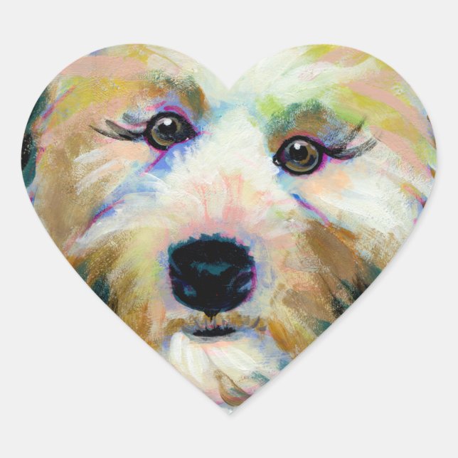 Sticker Cœur Mignonne chien adorable visage amusant peinture d' (Devant)