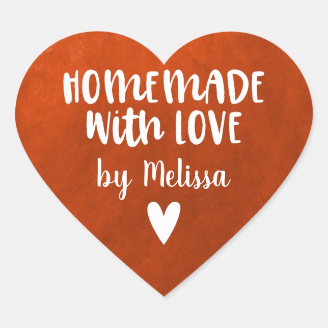 Sticker Cœur Mignonne Rouge Maison Fabriquée Avec Amour (Devant)