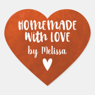 Sticker Cœur Mignonne Rouge Maison Fabriquée Avec Amour