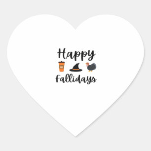 Sticker Cœur Mignonne saison d'automne Joyeux Fallidays Thanksg