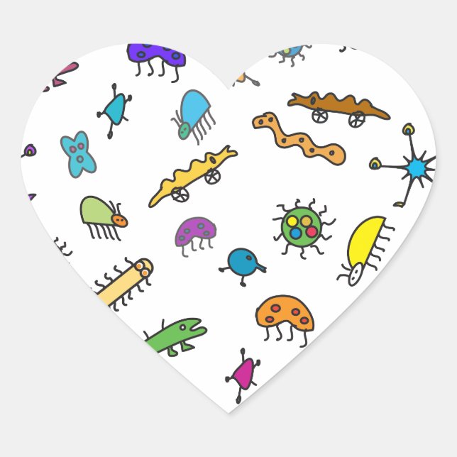 Sticker Cœur Mini Bugs et Mini Beasts (Devant)