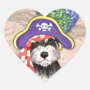 Sticker Cœur Miniature Schnauzer Pirate