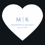 Sticker Cœur Minimaliste et Chic | Mariage<br><div class="desc">Minimaliste et Chic | Autocollant Rond Classique pour Mariage BleuCes serviettes de mariage ou de shower de mariée élégantes et modernes présentent un design de texte simple en noir et blanc qui exsude un style minimaliste. Ajoutez vos initiales ou monogramme pour les rendre complètement vôtres.</div>