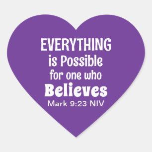 Sticker Cœur Miracle Bible Verse Christian Faith Royal Purple