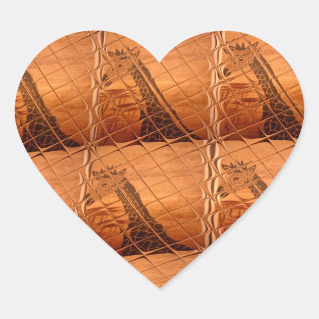 Sticker Cœur Miroir africain traditionnel : Girafe tissée (Devant)