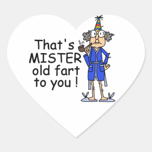 Sticker Cœur Mister Old Fart Humour d'anniversaire