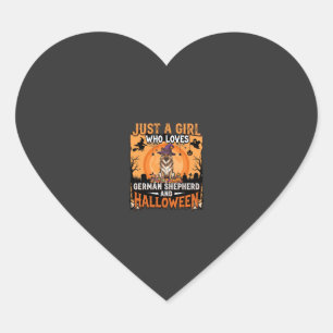 Sticker Cœur Modèle de Chien de Berger Allemand Fille d'Hallowe