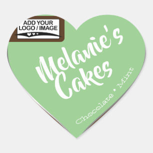 Sticker Cœur Modèle de logo pour emballage de gâteau vert menth