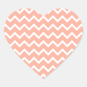 Sticker Cœur Modèle de zigzag de corail et blanc