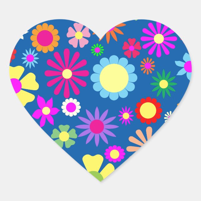 Sticker Cœur Modèle floral coloré (Devant)