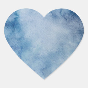 Sticker Cœur Modèle vierge aquarelle bleue