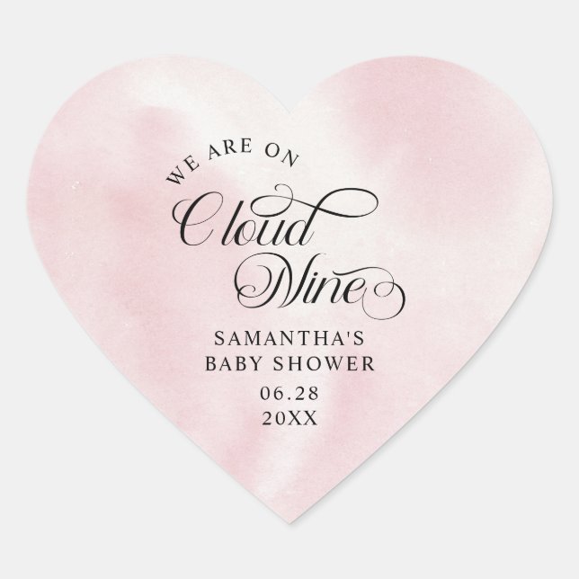 Sticker Cœur Modern Script Pink Watercolor Cloud Nine Baby  (Devant)