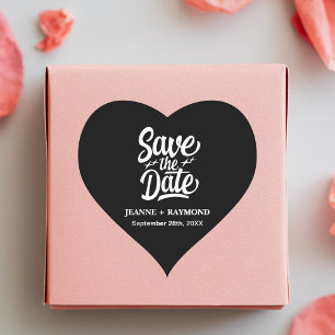 Sticker Cœur Moderne Enregistrer La Date Faire-part De Mariage 