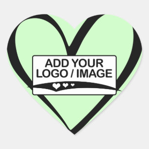 Sticker Cœur Moderne Pastel Green Calligraphy Heart Box Seal