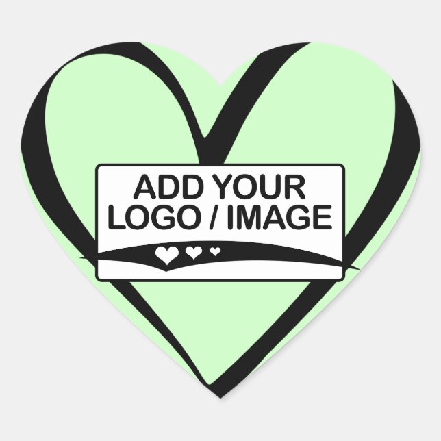 Sticker Cœur Moderne Pastel Green Calligraphy Heart Box Seal (Devant)