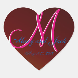Sticker Cœur Moderne Preppy 3d Monogramme Terre ton sang rouge