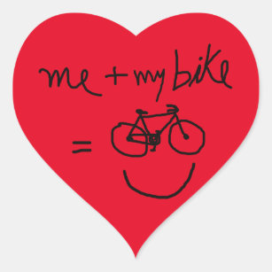 Sticker Cœur moi et mon vélo = bonheur