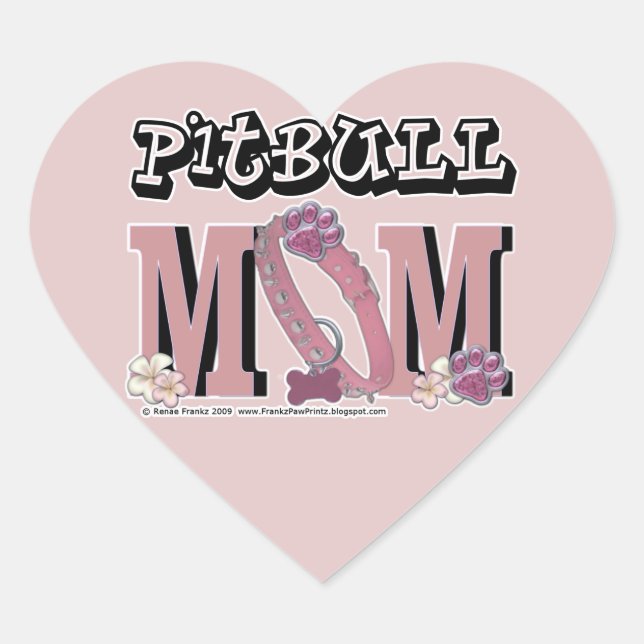 Sticker Cœur MOM Pitbull (Devant)