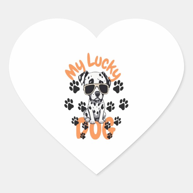 Sticker Cœur Mon chien chanceux (Devant)