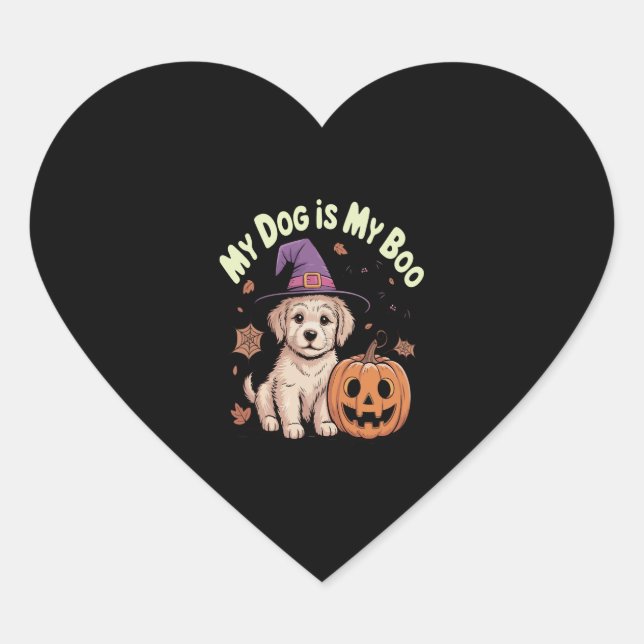 Sticker Cœur Mon chien est My Boo Halloween (Devant)