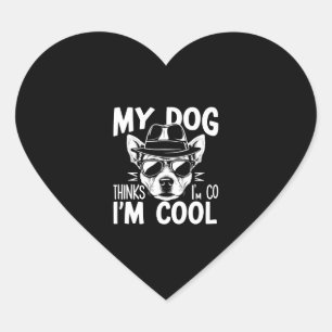 Sticker Cœur Mon chien pense que je suis cool 