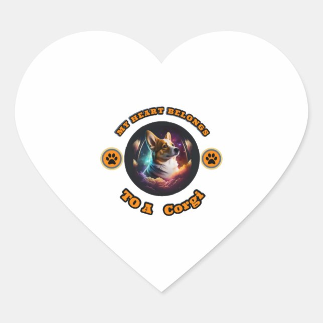 Sticker Cœur Mon Coeur Appartient À Un Corgi (Devant)
