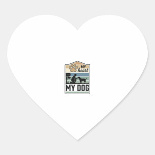 Sticker Cœur Mon cœur Mon chien Gravure vintage Design pour ama