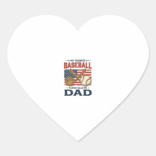 Sticker Cœur Mon Joueur De Baseball Préféré M'appelle Papa Vint