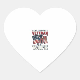 Sticker Cœur Mon vétéran préféré est ma femme T-shirt patriotiq