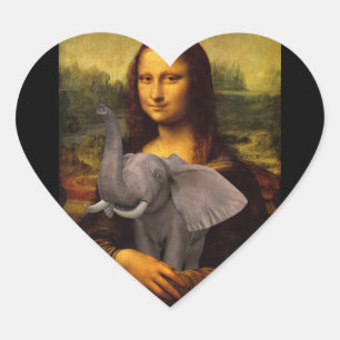 Sticker Cœur Mona Lisa avec éléphant
