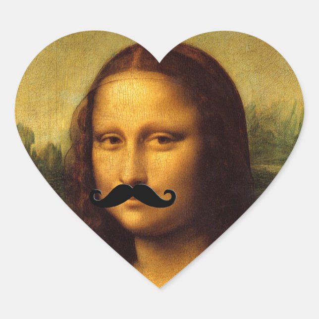 Sticker Cœur Mona Lisa Avec Moustache (Devant)